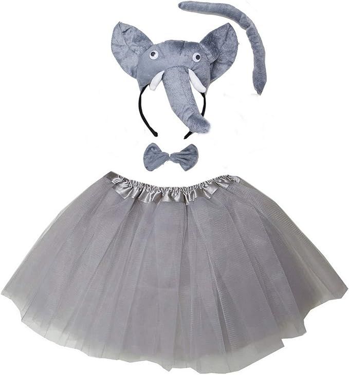 Kirei Sui Kids Animal Costume Gray Elephant Tutu Ear Headband Bowtie Tail 4pcs Set | Amazon (US)