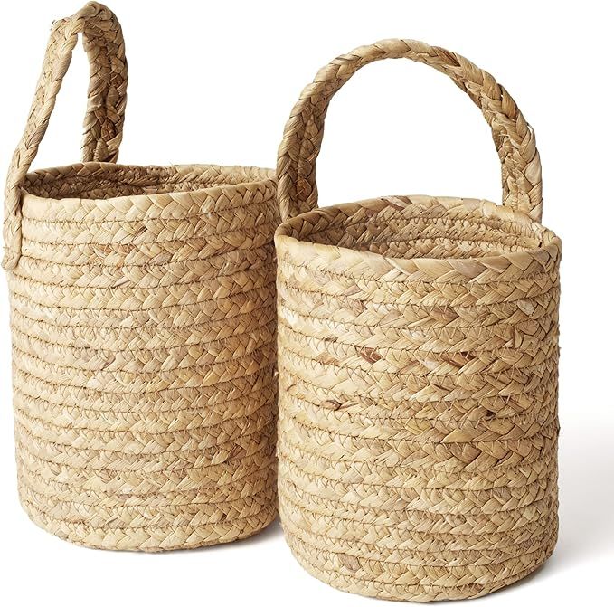 La Jolie Muse Seagrass Woven Storage Baskets Set of 2, Wall Hanging Baskets Organizer, Garden Pla... | Amazon (US)