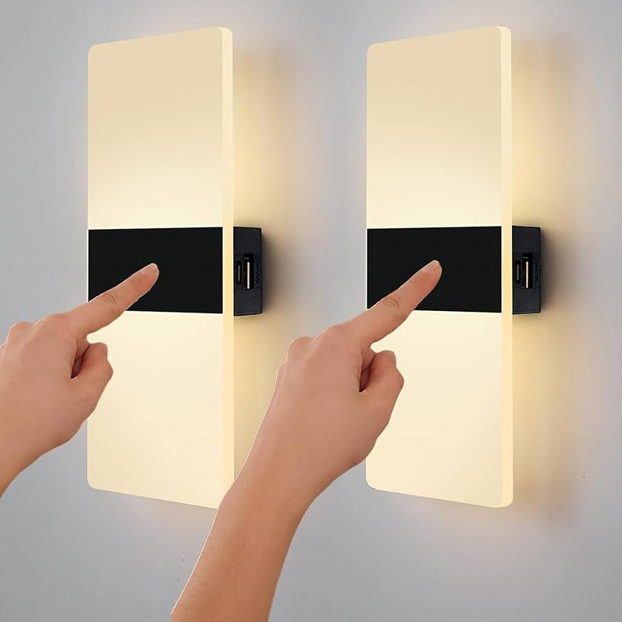Rechargeable Wall Lights Set of 2 Battery Operated Wall Sconces Indoor LED Wireless USB Charging ... | Amazon (US)