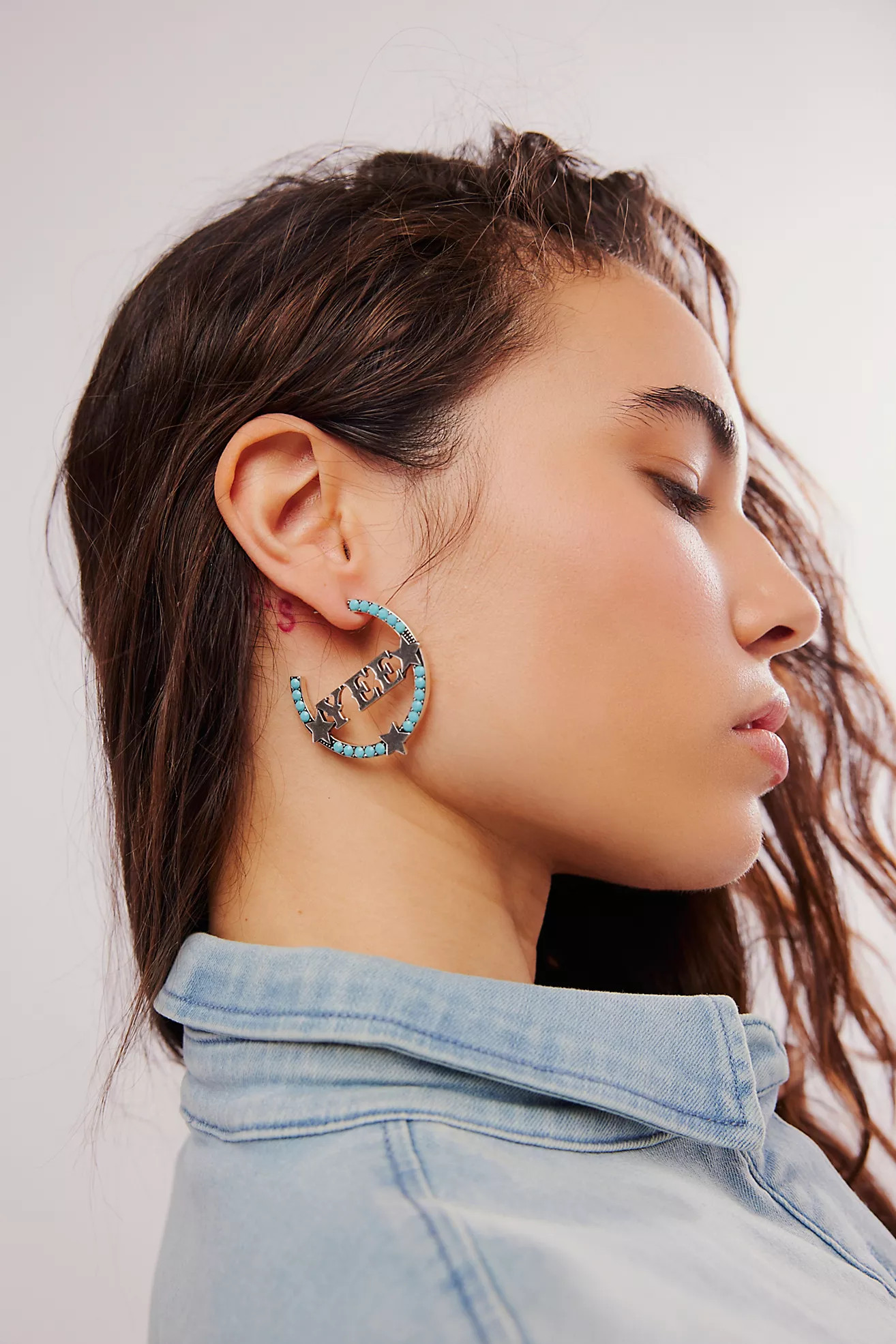 Understated Leather Yee Haw Hoops | Free People (Global - UK&FR Excluded)