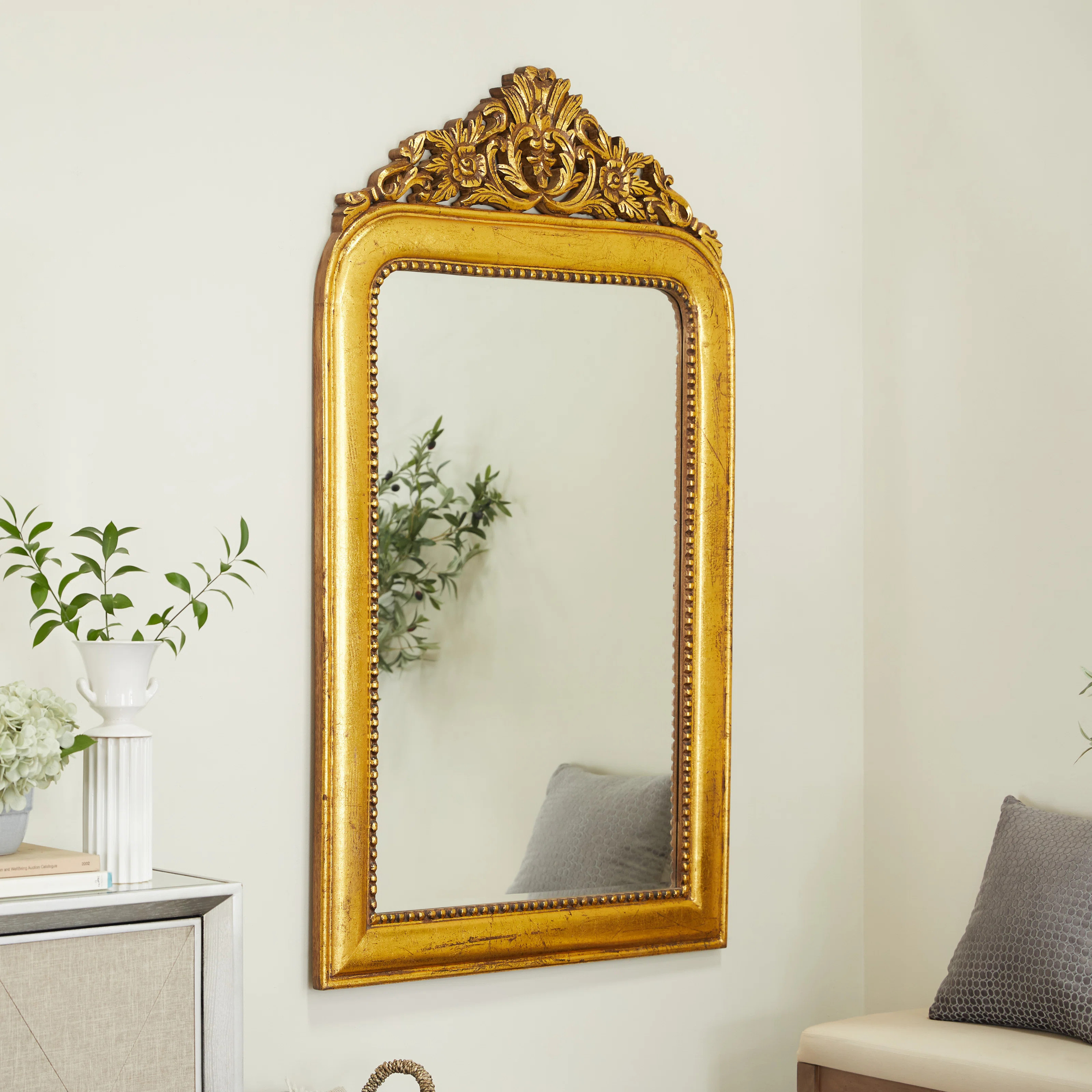 Rosdorf Park Acsa Mango Wood Intricately Carved Acanthus Floral Gold Wall Mirror | Wayfair | Wayfair North America