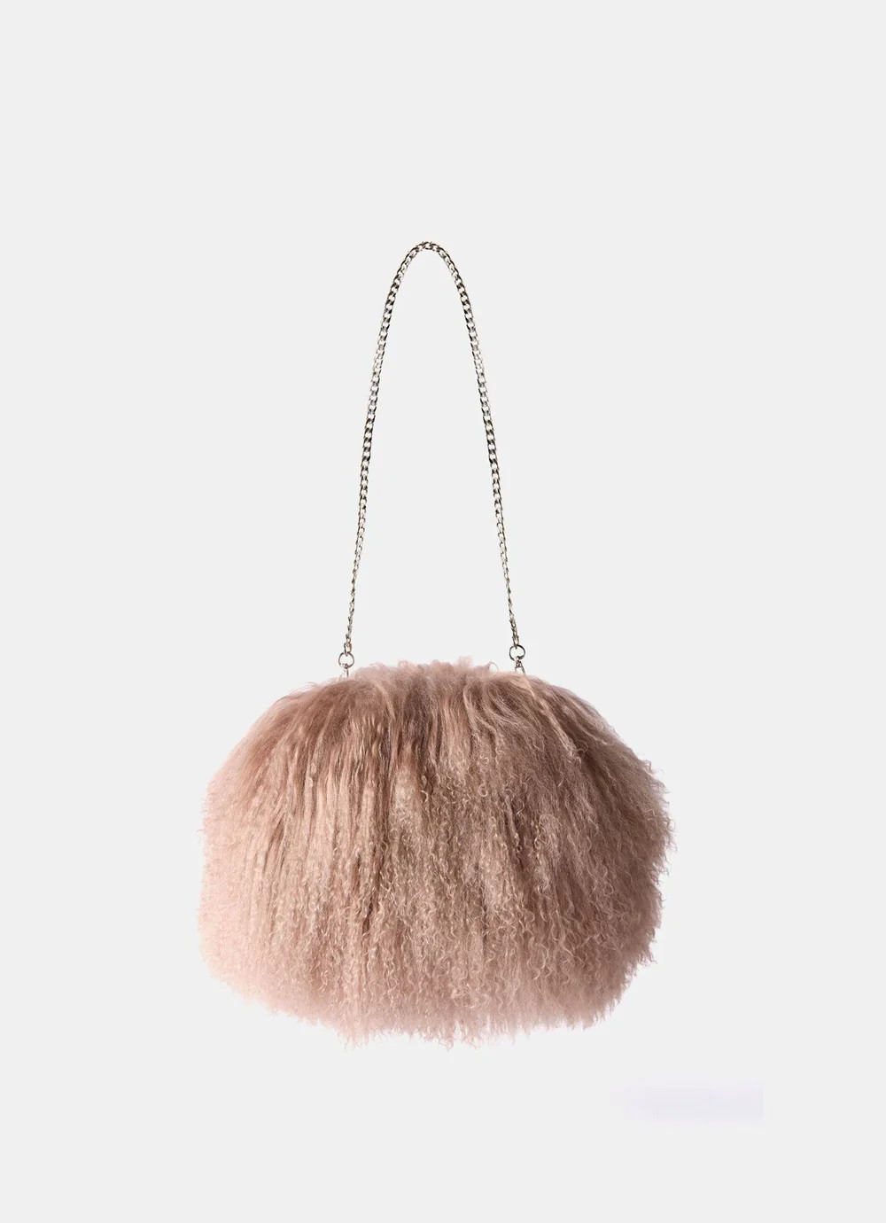 Fallon Pale Pink Mongolian Fur Bag | Mint Velvet