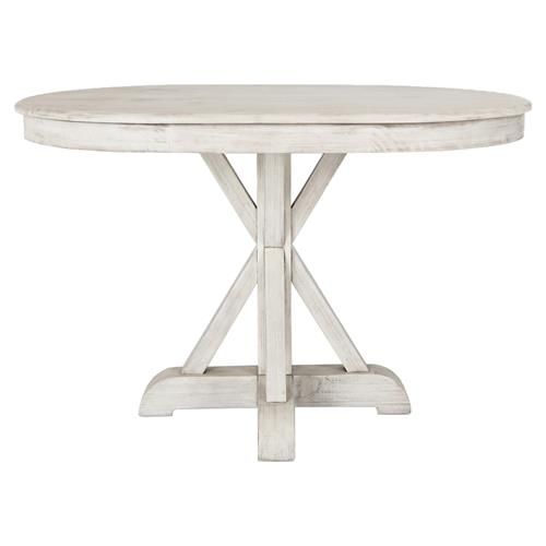 Cameron French Country White Pine Wood Oval Dining Table - 47"W | Kathy Kuo Home