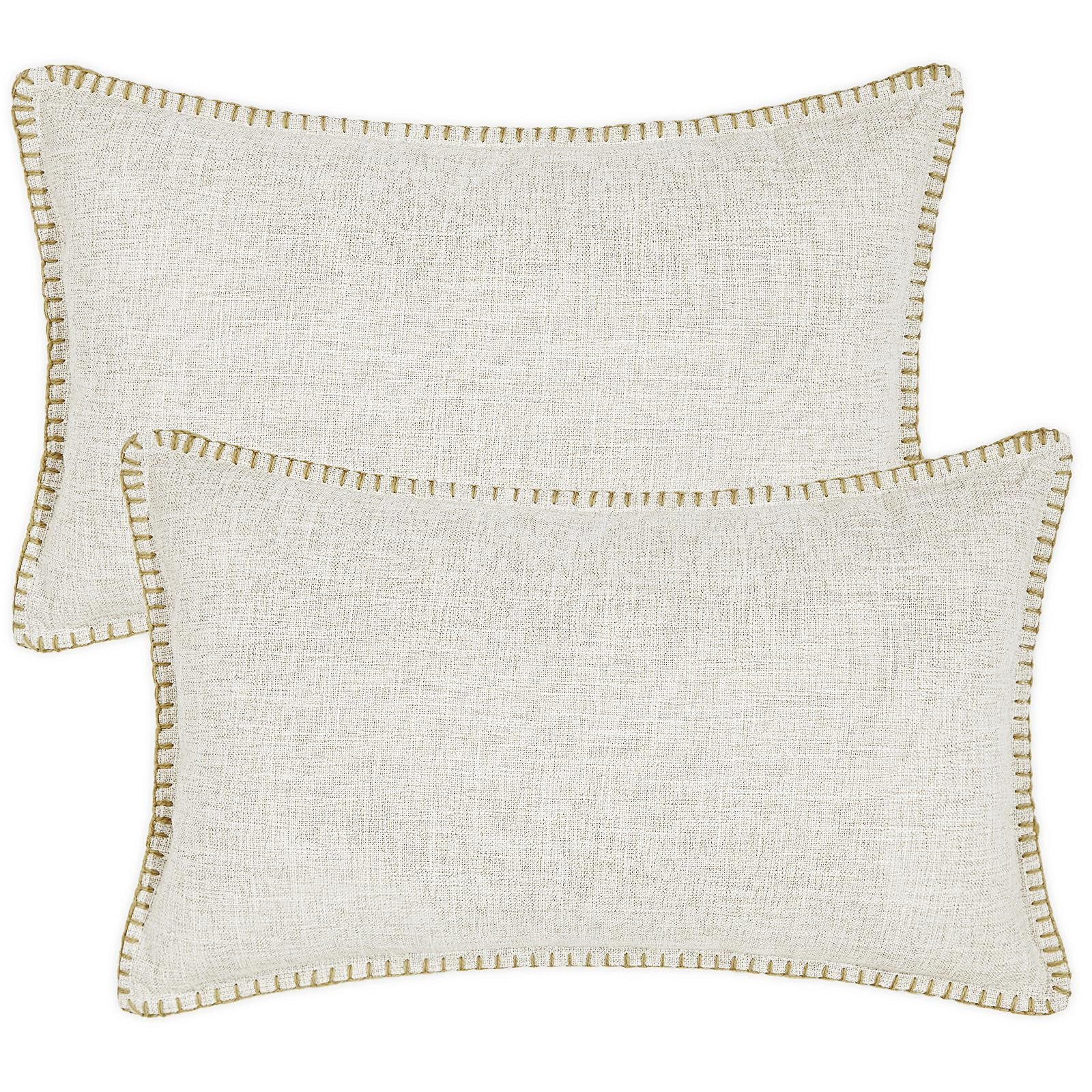 decorUhome Decorative Outdoor Throw Pillow Covers 12x20 Set of 2, Lumbar Linen Rustic Neutral Far... | Amazon (US)