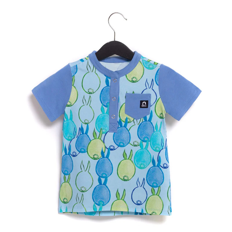 SHORT SLEEVE HENLEY POCKET ROUNDED KIDS TEE | Rags