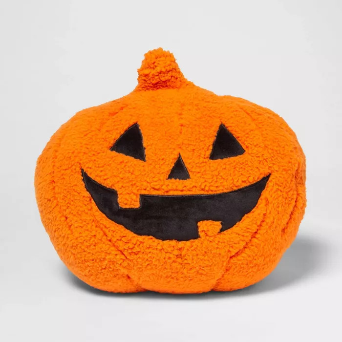 Pumpkin Shaped Sherpa Throw Pillow Orange/Black - Hyde & EEK! Boutique™ | Target