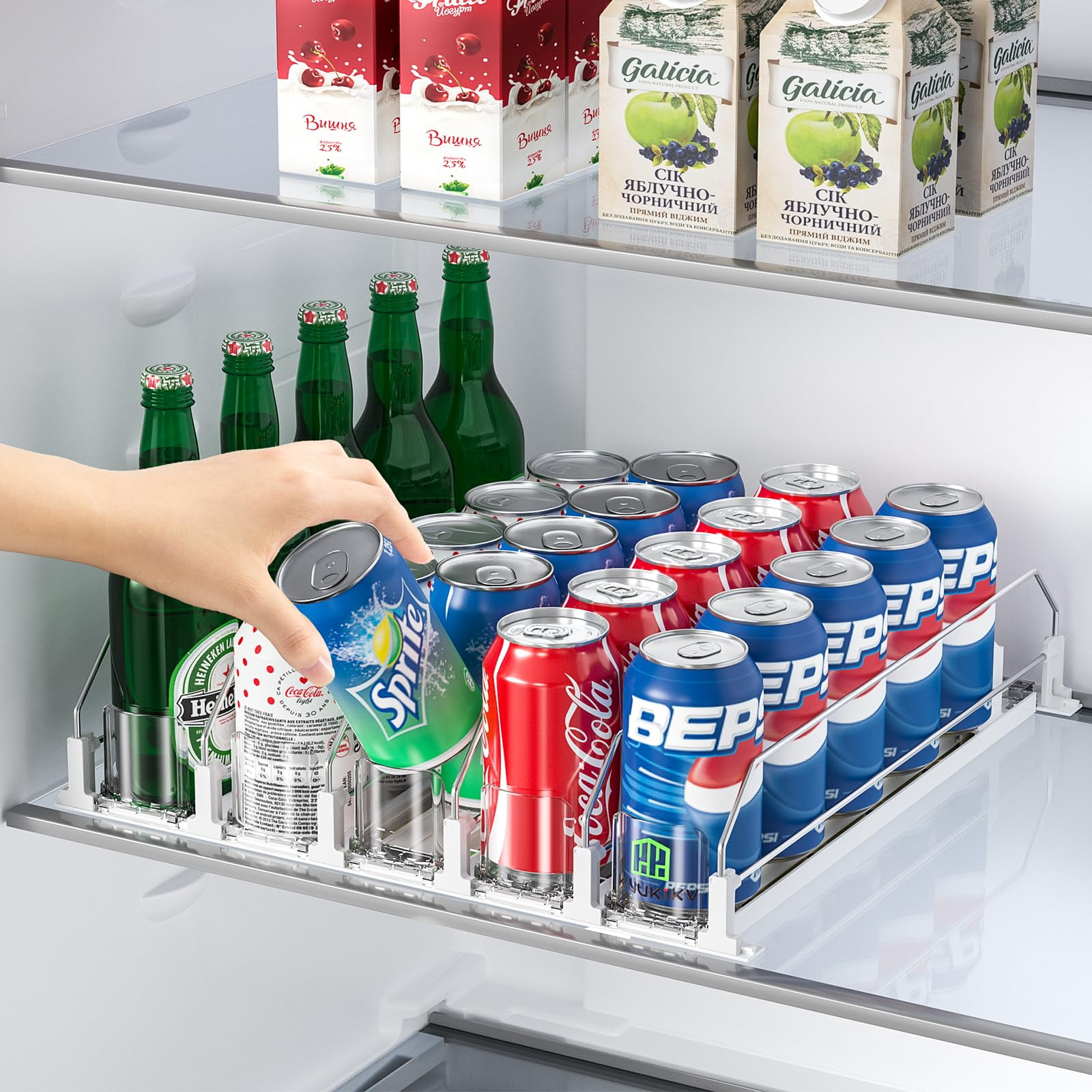 Upgraded Drink Organizer for Fridge, Space-Saving Fridge Drink Organizer, Automatic Pusher Glide ... | Amazon (US)