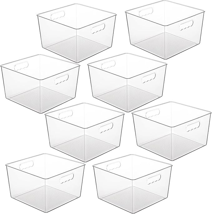 Vtopmart 8 Pack Extra Large Clear Plastic Storage Bins,11x11 Cube Acrylic Organizer Square Contai... | Amazon (US)