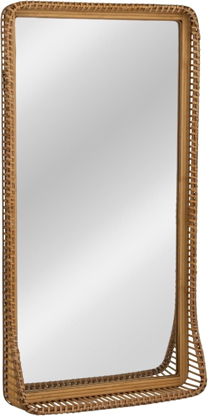 Creative Co-Op Tall Wood and Rattan Mirror with Shelf, Natural | Amazon (US)