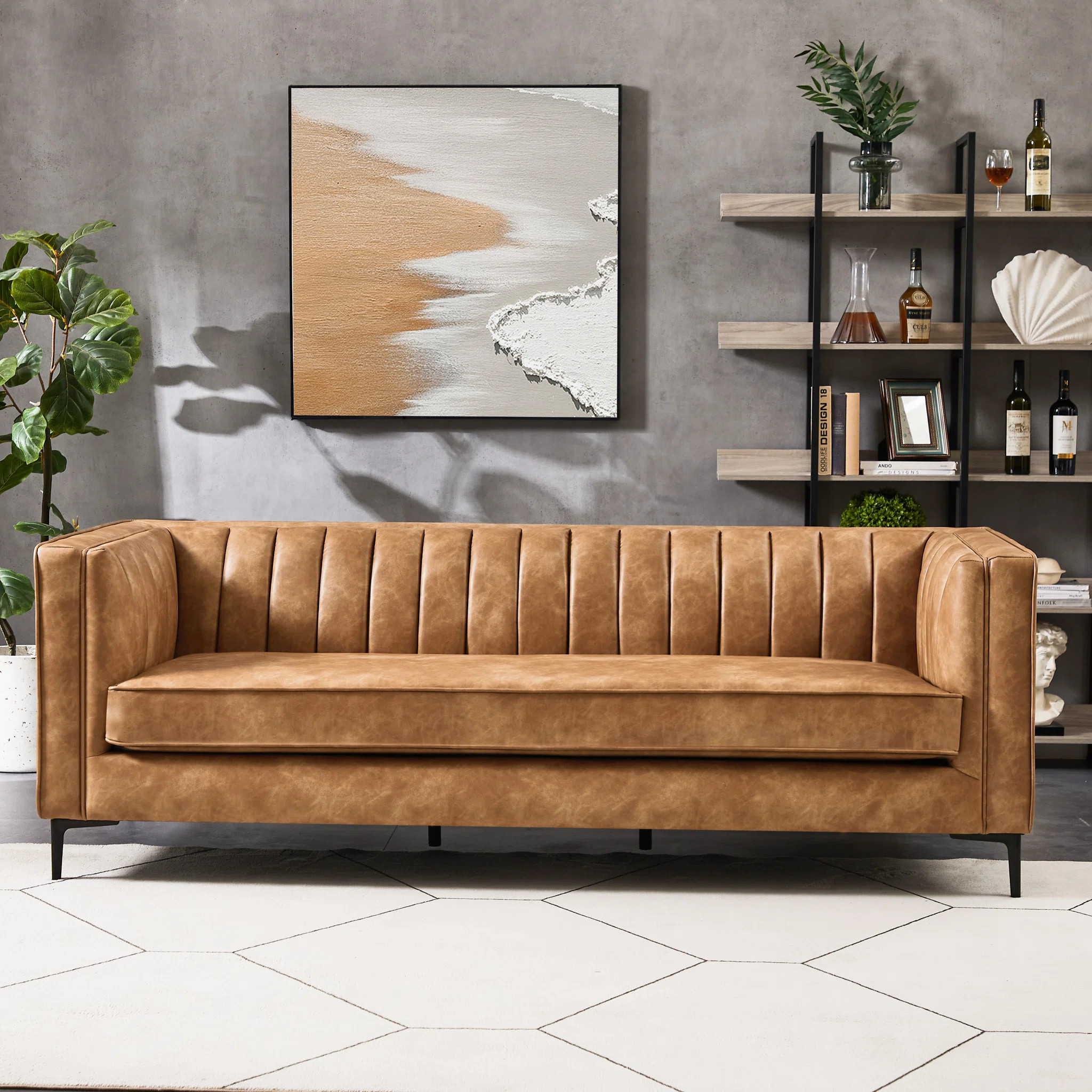 Pecora 84.5'' Faux Leather Sofa | Wayfair North America