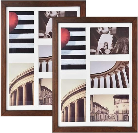 Emfogo 11x14 Picture Frame - Rustic Solid Wood and Real Glass Collage Picture Frame Display Five ... | Amazon (US)