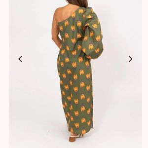 One shoulder olive poppy Karli dress | Poshmark
