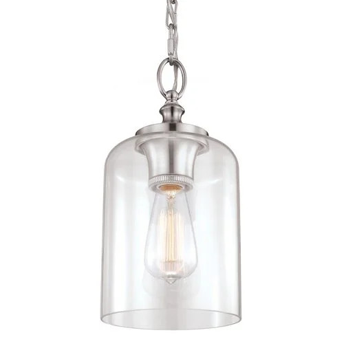 P1310BS Hounslow 1 Light 7 inch Brushed Steel Pendant Ceiling Light in Standard Clear Glass | Walmart (US)