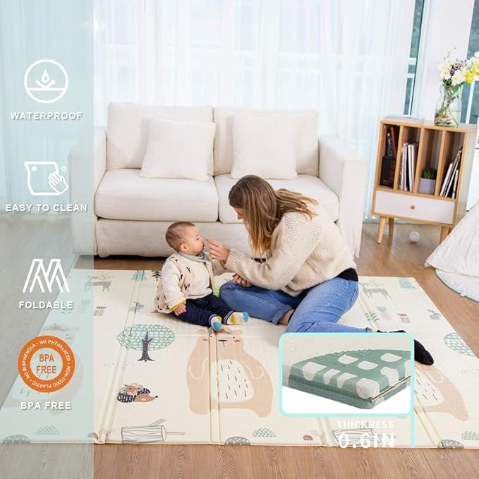 Baby Play mat, playmat, Baby mat Folding Extra Large Thick Foam Crawling playmats Reversible Wate... | Amazon (US)