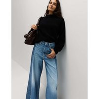 M&S Two Toned Slouchy Wide Leg Jeans Light Indigo Mix | Marks & Spencer (UK)