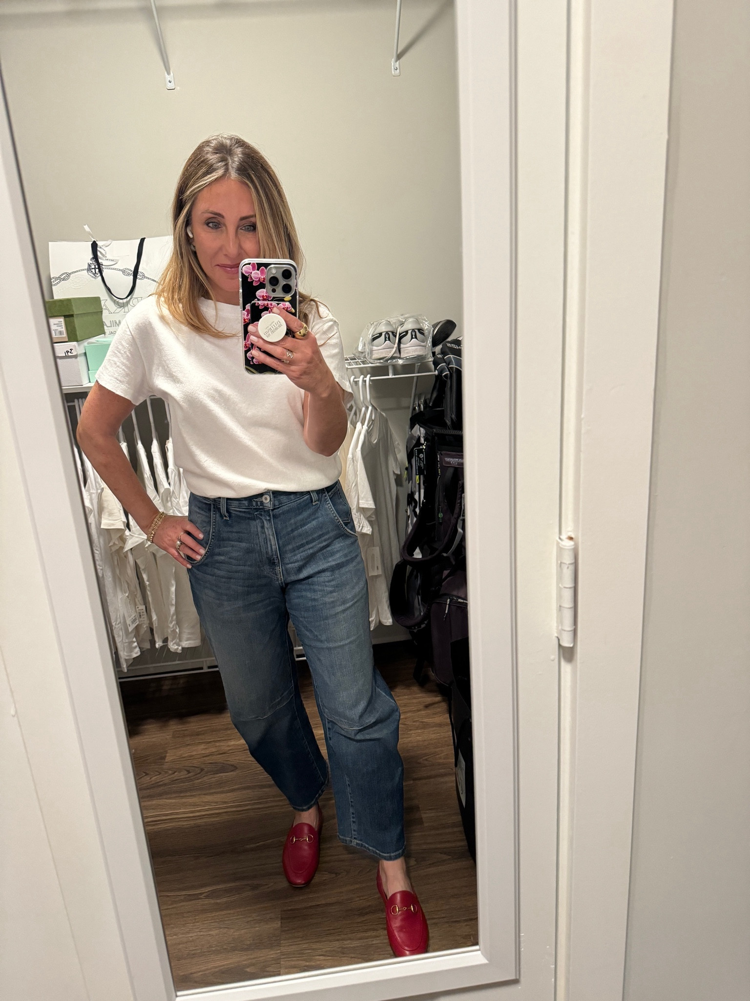 This has got to be one of my most failsafe combinations. Jeans and a T-shirt. There’s something so effortless about the look. And it serves as a great base as well. You can add a myriad of third pieces to this outfit and totally change up the look.

#LTKshoecrush #LTKstyletip #LTKSeasonal