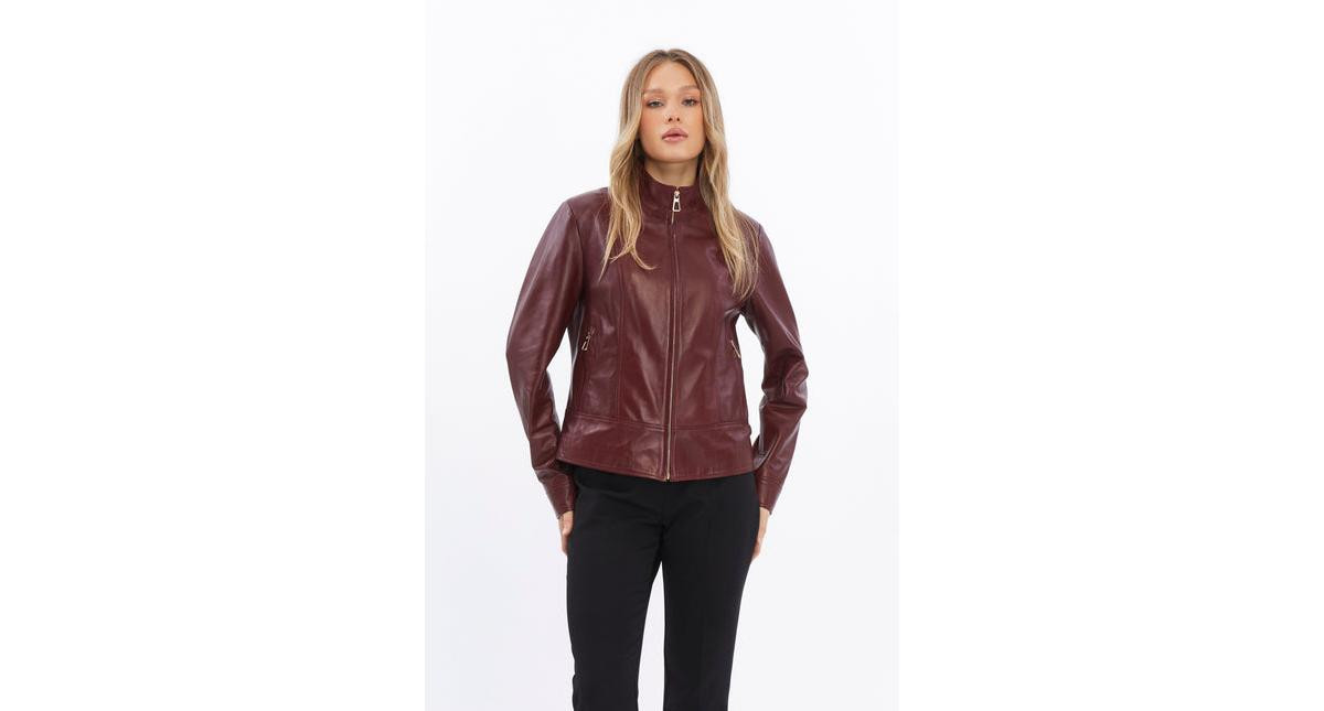 Furniq Uk Women's Leather Jacket - Burgundy | Macy's