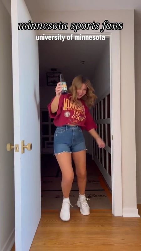 Outfit ideas for some of my favorite Minnesota sports teams! The Abercrombie shorts I am wearing at all tts in my normal 26/S. 
Use code AFSHORTS for a discount! 

#LTKstyletip #LTKunder50 #LTKsalealert