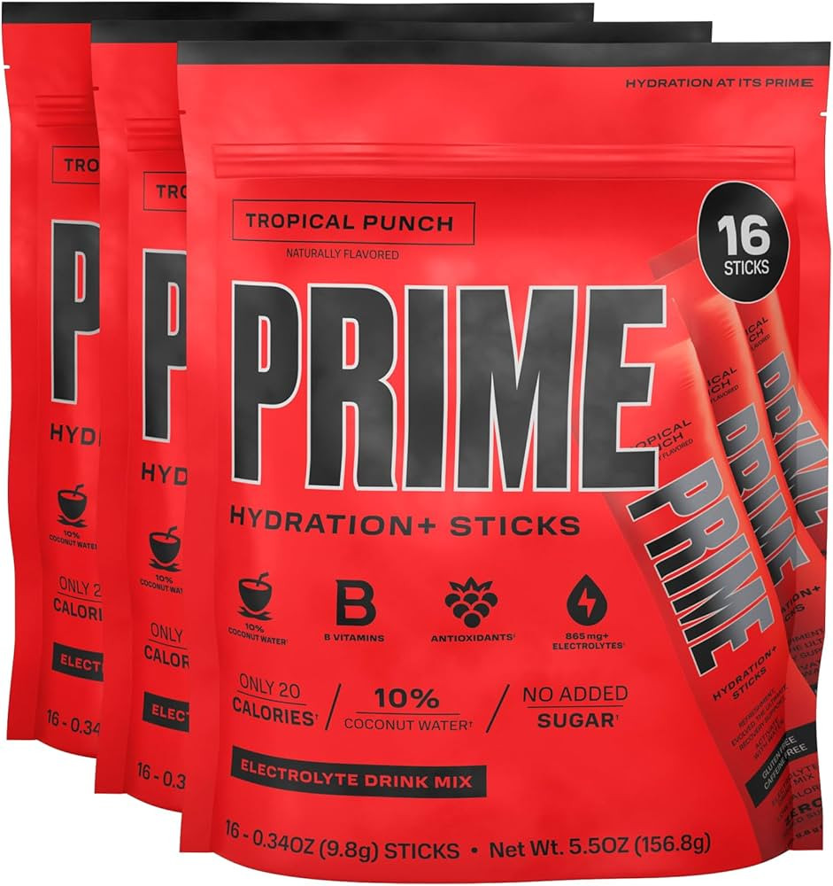 PRIME HYDRATION+ Sticks Tropical Punch | Hydration Powder Single Serve Sticks | Electrolyte Powde... | Amazon (US)