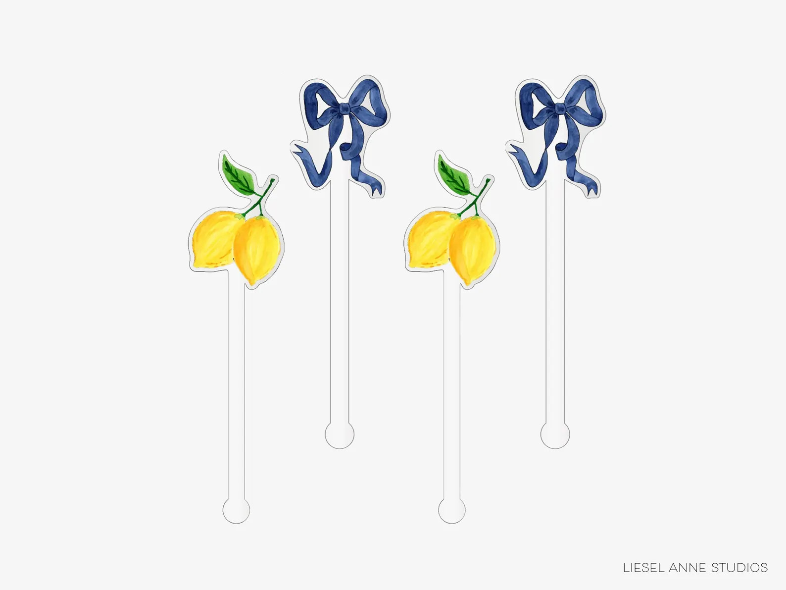 Lemon and Navy Bows Stir Sticks | Fruit Theme Drink Stirrers | Reusable Cocktail Swizzle Sticks |... | Etsy (US)