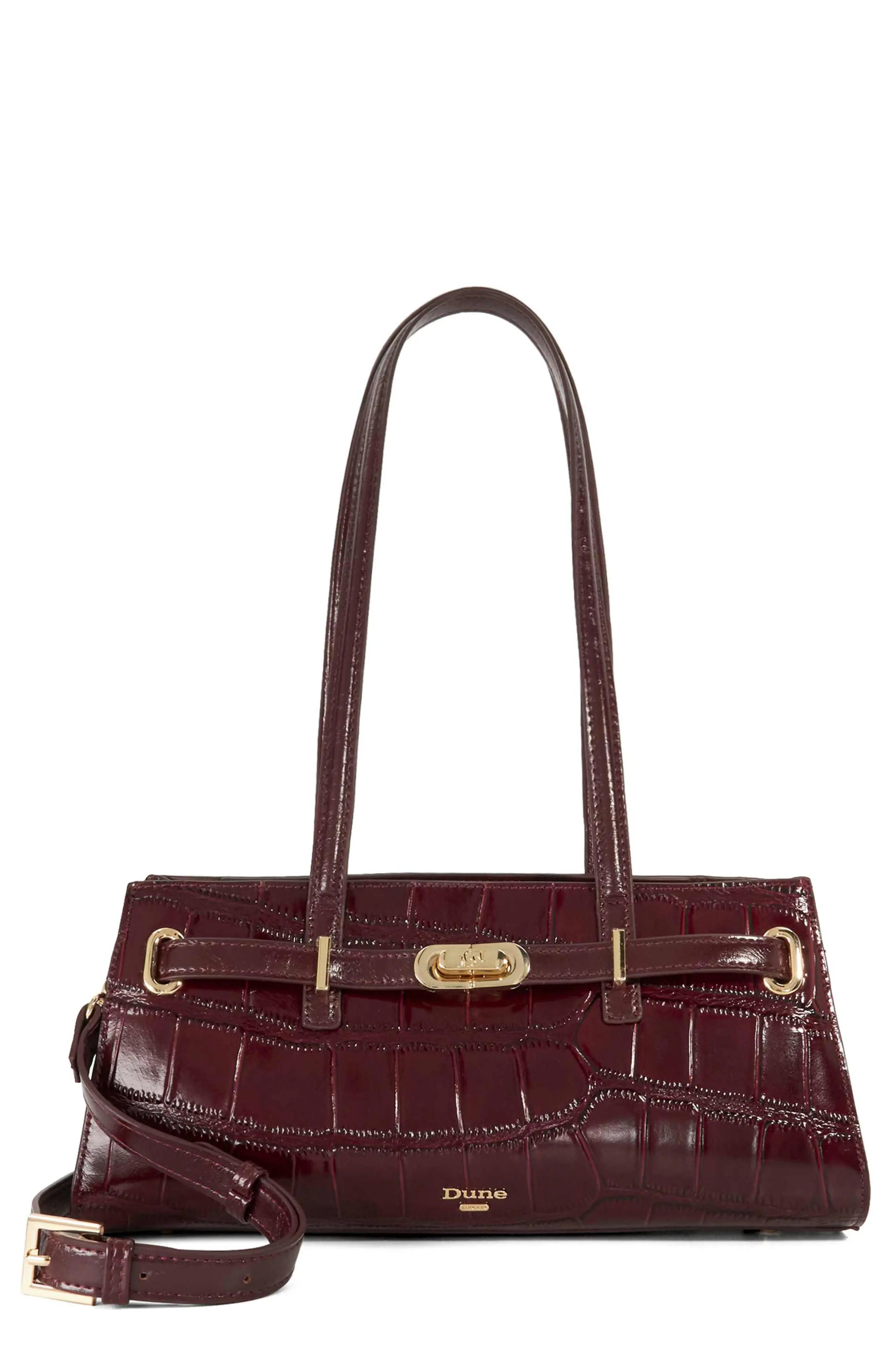 Dune London Depend Croc Embossed Leather Shoulder Bag | Nordstrom | Nordstrom