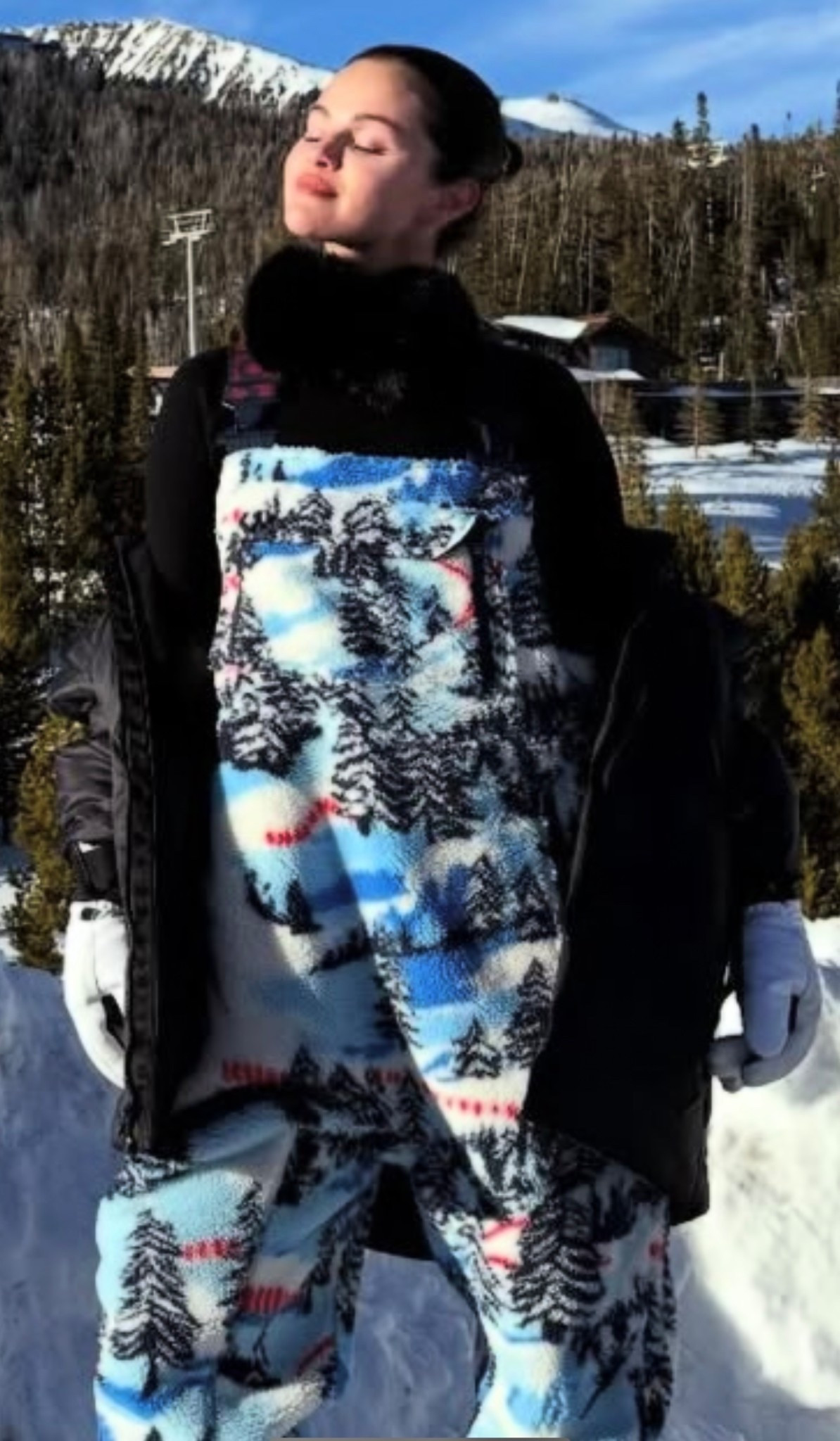 Selena Gomez wearing a printed fleece one-piece now featured in a playful printed fabrication with adjustable suspender straps and a tapered silhouette. Slouchy, relaxed fit, tapered legs, ankle-length

#LTKActive