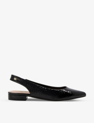 Pointed croc-embossed faux leather flats | Selfridges
