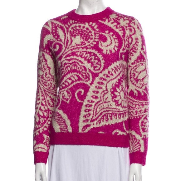 NWoT Sézane Kiana Sweater - Fuchsia and Cream | Poshmark