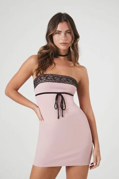 Lace-Trim Tube Mini Dress | Forever 21 (US)