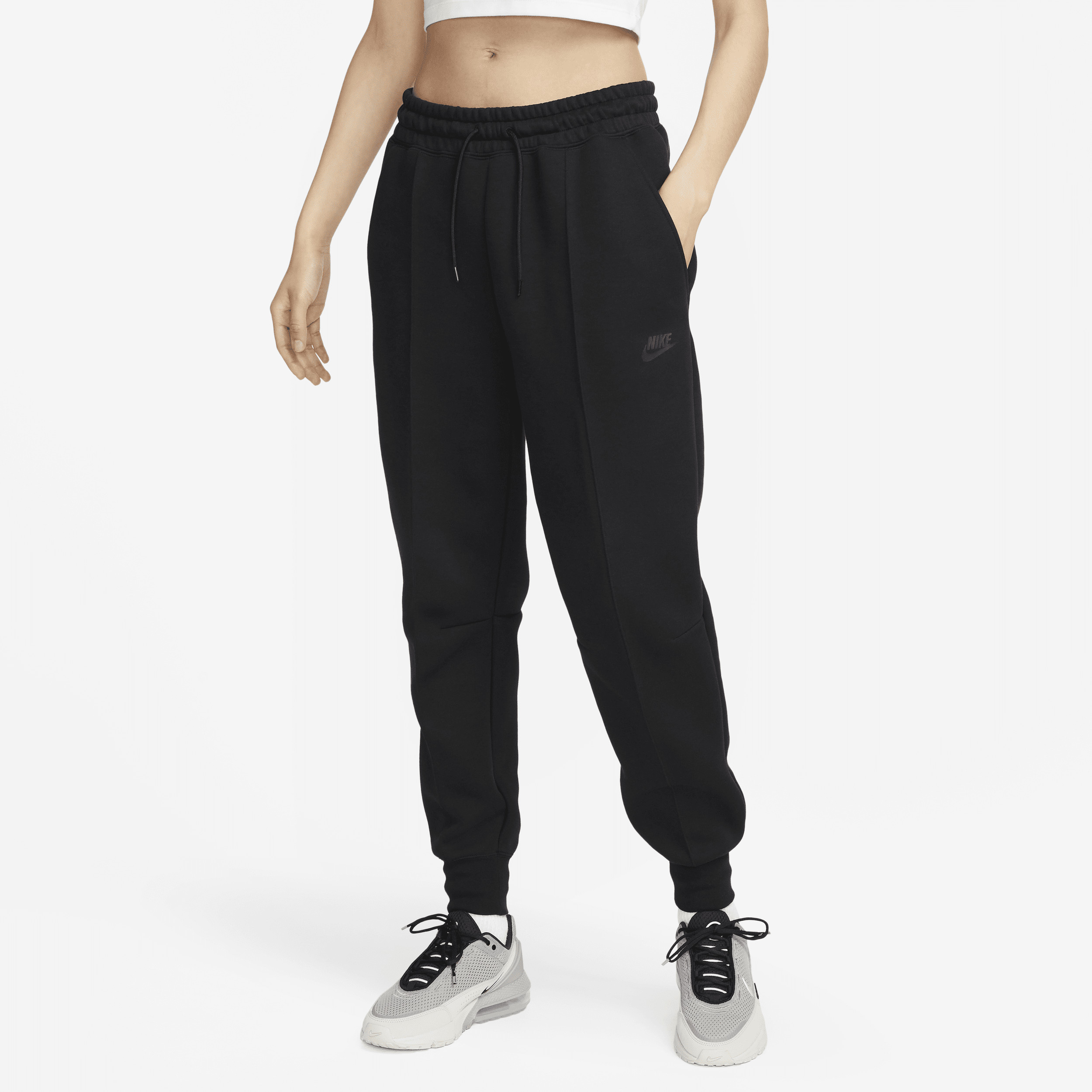 Women's Nike Sportswear Tech Fleece Mid-Rise Jogger Pants in Black | FB8330-010 | Nike (US)