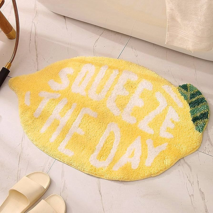 UKELER Soft Yellow Lemon Bath Rug for Kids Non Slip Absorbent Bath Mat Washable Shaggy Kids Bedro... | Amazon (US)
