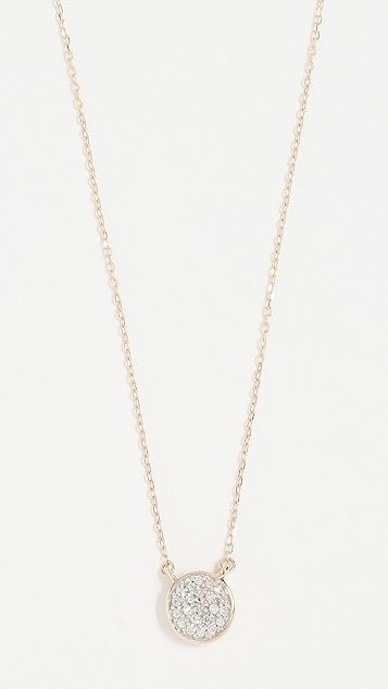14k Gold Solid Pave Disc Necklace | Shopbop