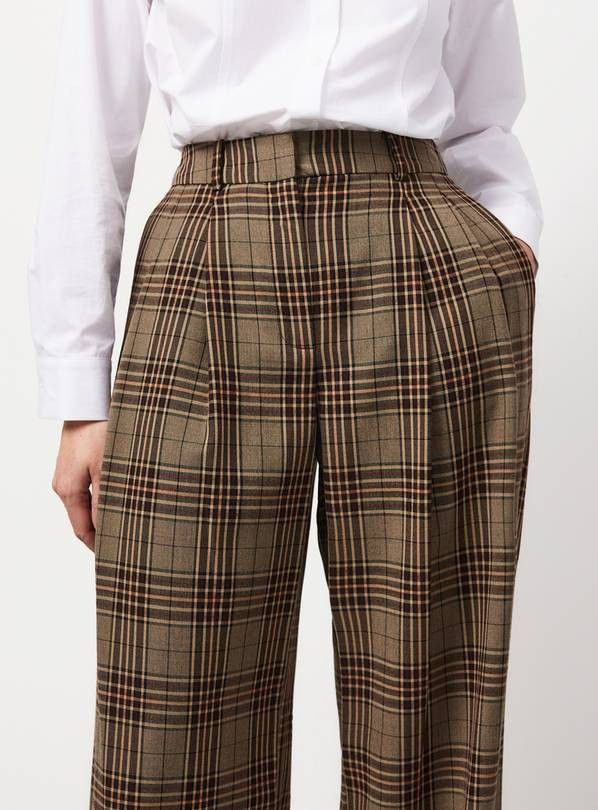 Buy Brown Heritage Check Wide Leg Trousers 10S | Workwear | Tu | Tu Clothing