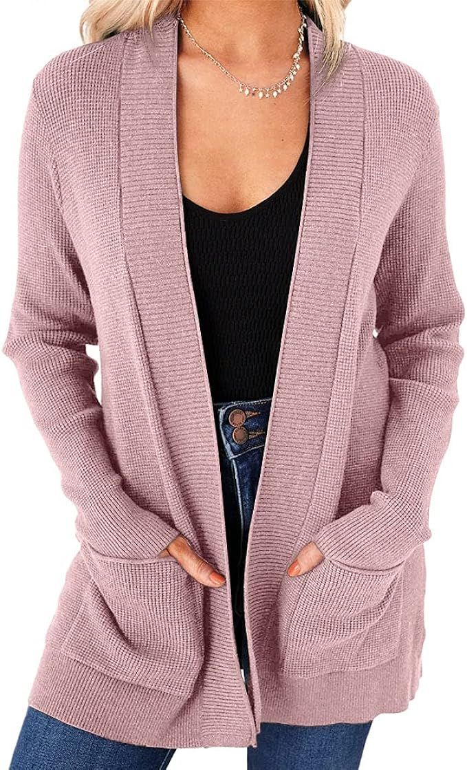 Rolmama Womens Open Front Cardigans Lightweight Long Sleeve Casual Soft Drape Fall Knit Sweater | Amazon (US)