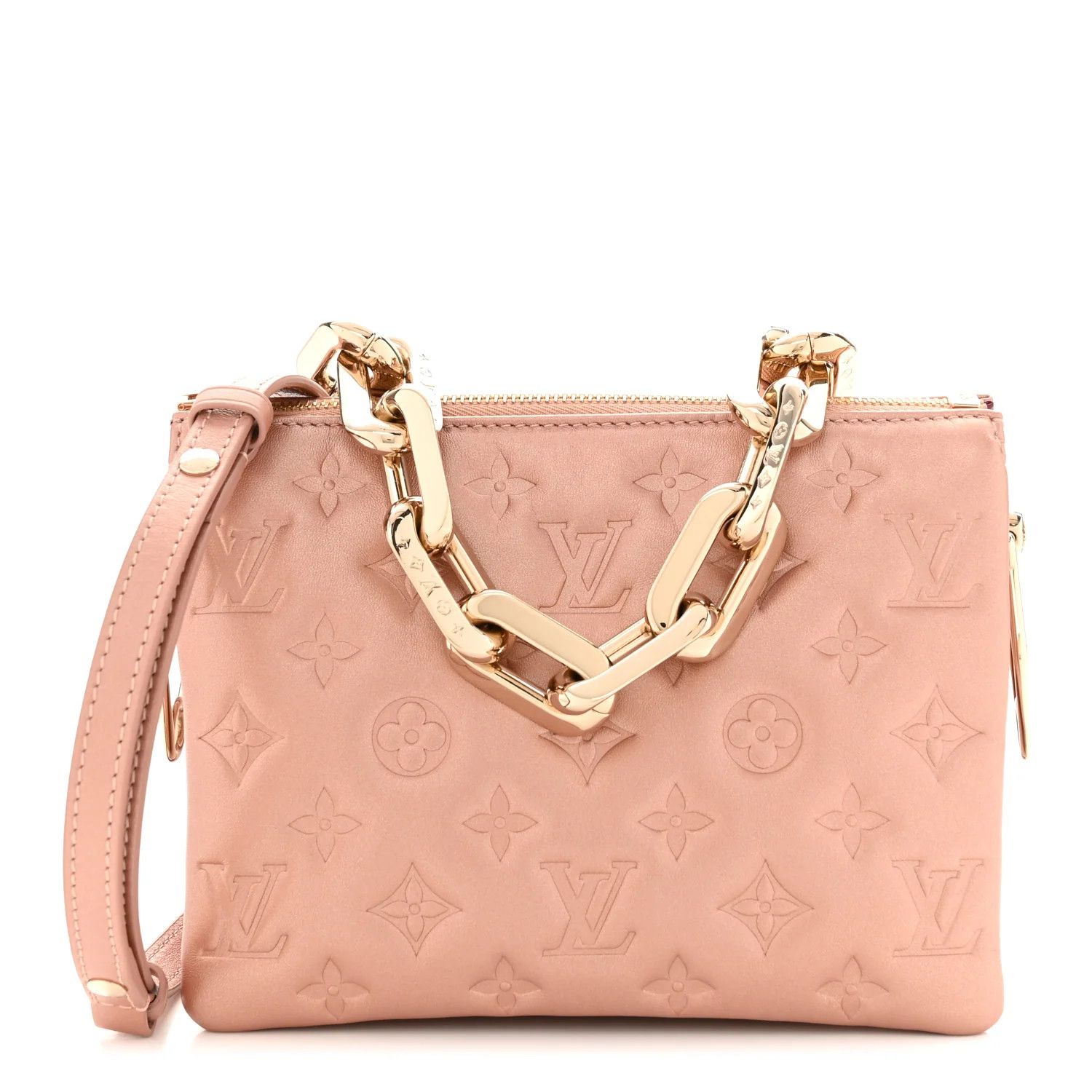 LOUIS VUITTON Metallic Lambskin Embossed Monogram Coussin BB Pink Gold | FASHIONPHILE | FASHIONPHILE (US)
