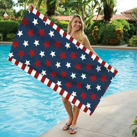 Yyuenw American Flag Beach Towel Red White Blue Beach Towels 4th of July Decorations | Walmart (US)