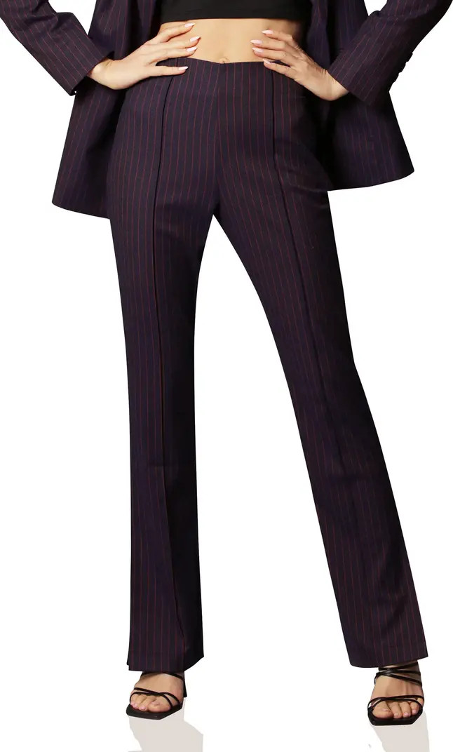 Pinstripe Slim Fit Split Hem Flare Pants | Nordstrom