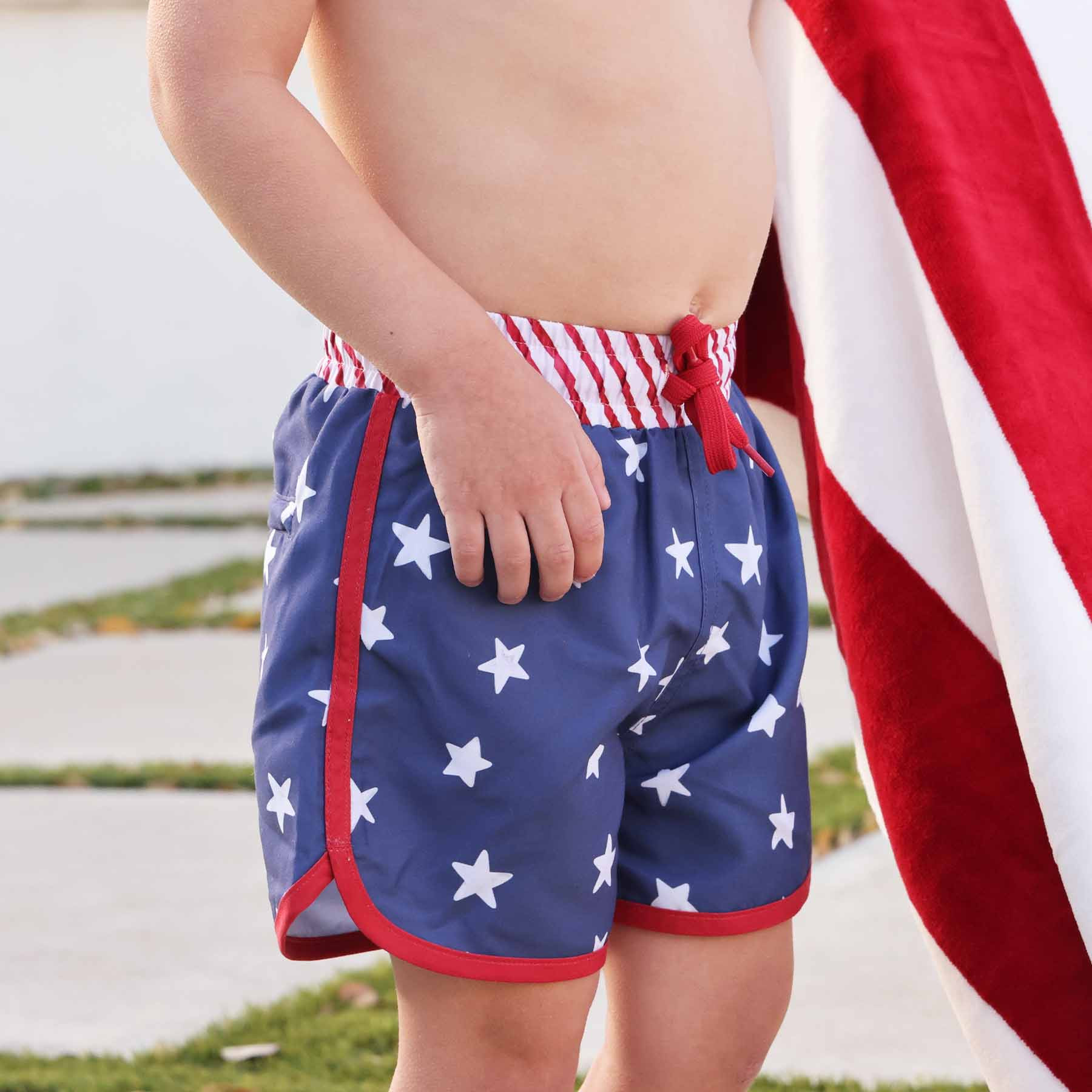Boy's Swim Trunks | Star-Spangled Summer | Caden Lane