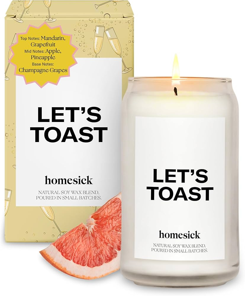 Homesick Scented Candles for Home (Let's Toast) - 13.75 oz Long-Lasting Soy Wax Blend Jar Candle ... | Amazon (US)