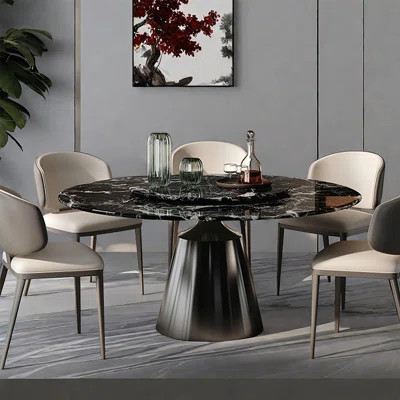 Luxury Modern Marble Round Dining Table Set | Wayfair North America