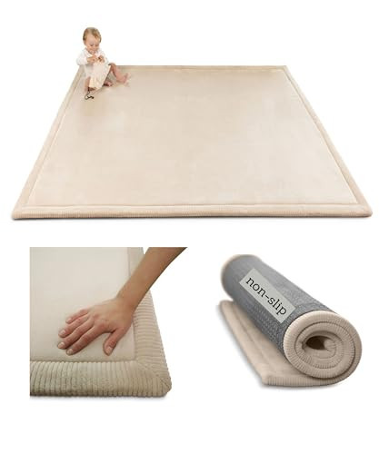 Hakuna Matte CloudSoft Baby Play Mat for Floor 60" x 80" Beige – Coral Velvet Memory Foam Rug for Crawling & Cozy Play – Non-Slip, Water-Resistant, Easy-CareTummy Time Mat, Playmat for Playpen | Amazon (US)