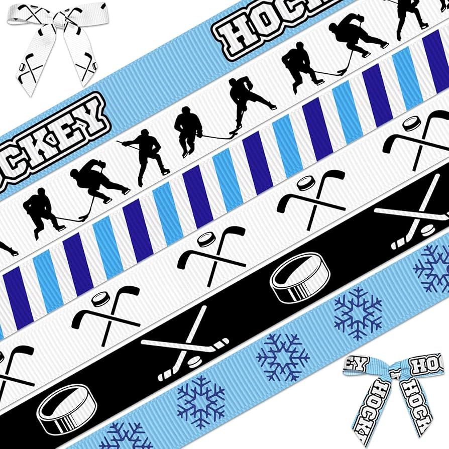 Glodecart 6 Rolls Hockey Ribbon for Wrapping Gifts Crafts, Ice Hockey Theme Ribbon for Gift Wrapp... | Amazon (US)