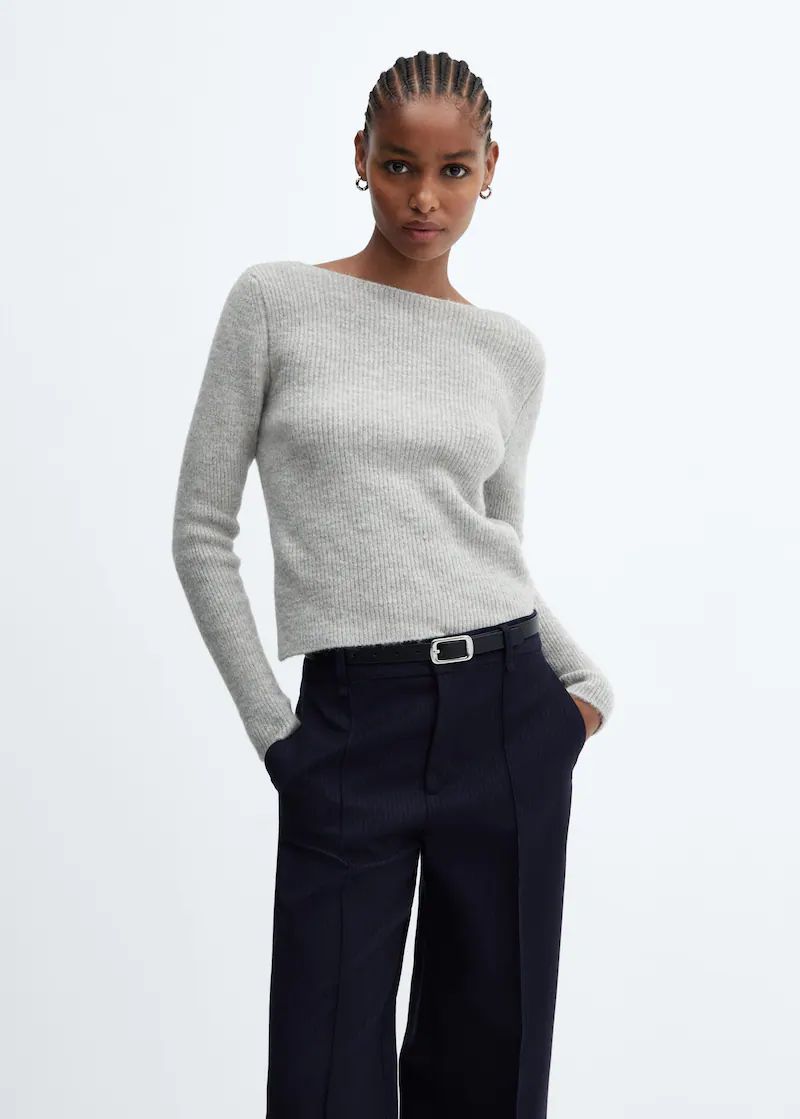 Boat-neck knitted sweater | MANGO (US)