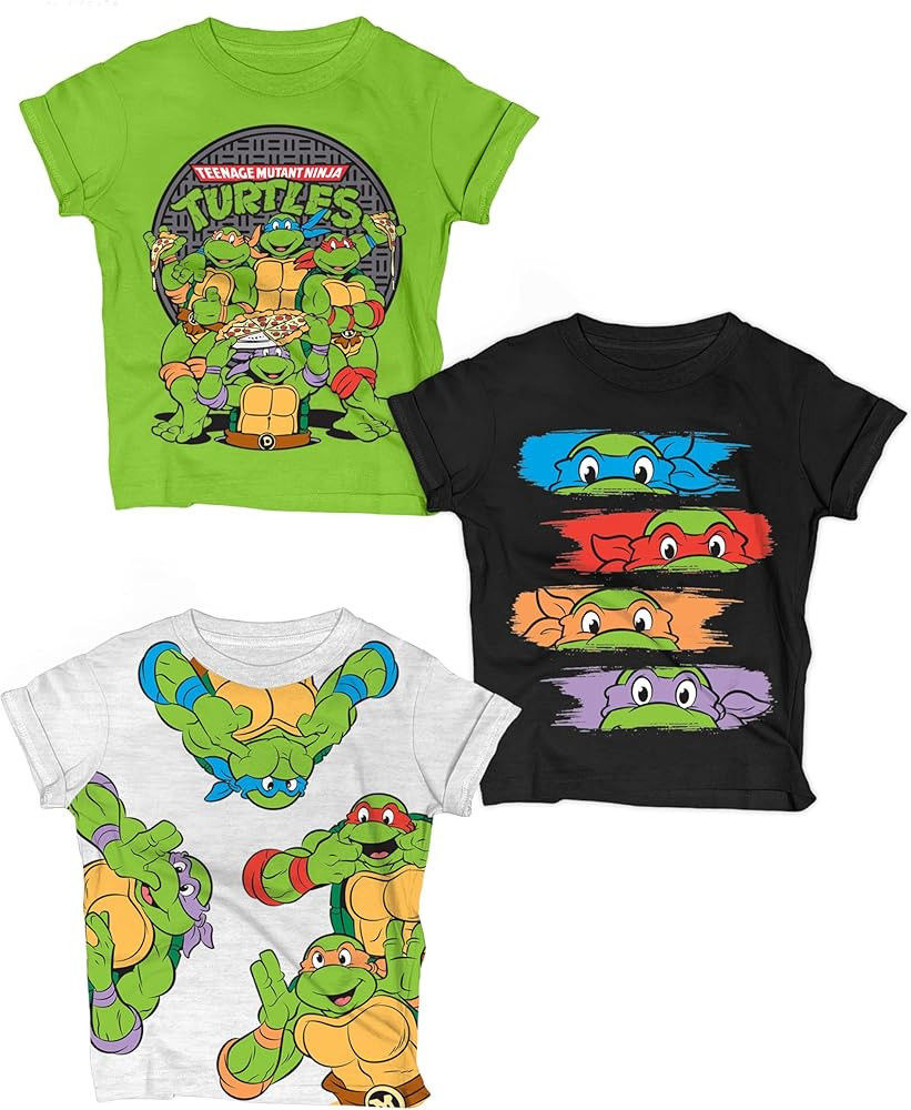 Ninja Turtles T-Shirt (Sets) Michelangelo Leonardo Raphael Donatello TMNT Outfit Costume Tee Todd... | Amazon (US)