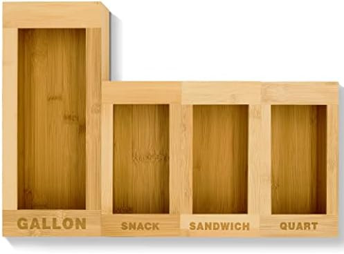 LANDHOME Ziplock Bag Storage Organizer for Drawer - Bamboo Kitchen Food Storage Bag Organizer Holder | Amazon (US)