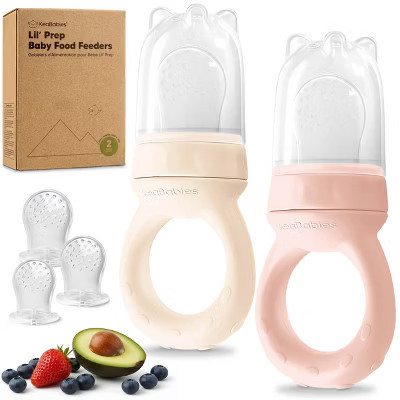 KeaBabies 2-Pack Prep Baby Food Feeder, BPA-Free Silicone Baby Fruit Feeder for Teething, 6-12 Months BLW Feeding Essentials (Mist Rose) | Target