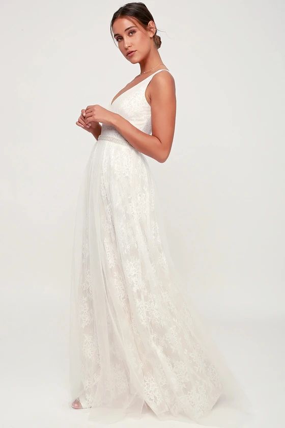 Sweet Love Ivory Lace Beaded Maxi Dress | Lulus (US)