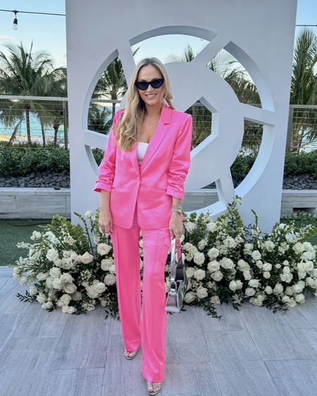 This power pink Barbie summer suit is  perfect🩷 wearing g small in cargo pants , 6 in blazer 

#LTKFindsUnder100 #LTKFindsUnder50 #LTKOver40
