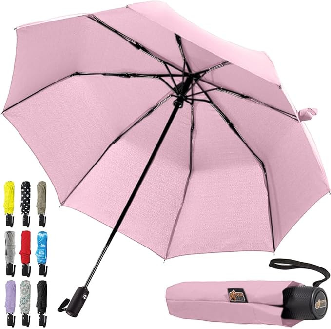 GORILLA GRIP Compact Travel Size Umbrella for Rain, Sleek Design Fits Backpack, Purse and Carry O... | Amazon (US)