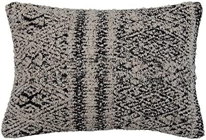 Creative Co-Op Woven Cotton Blend Jacquard Lumbar Pillow, Black & Cream | Amazon (US)